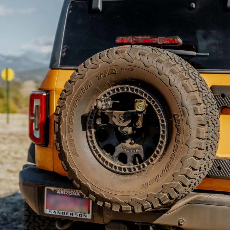 KC HiLiTES 2018+ Jeep Wrangler JL / 2021+ Ford Bronco Raptor Spare Tire Carrier Light Mount - Image 2
