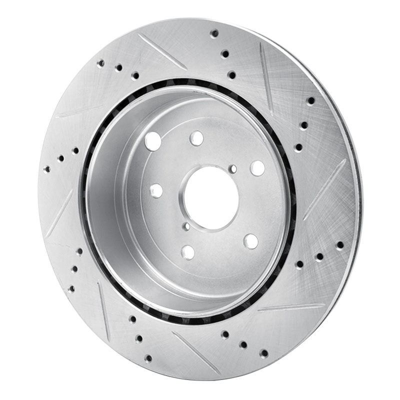 R1 Concepts for 08-20 Subaru Impreza Rear Left Drilled & Slotted Silver Brake Rotor - Image 4