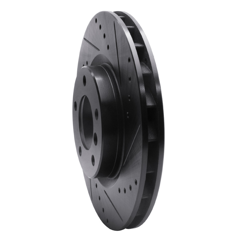 R1 Concepts for 95-99 BMW M3 E36 Left Front Drilled & Slotted Black Brake Rotor - Image 2