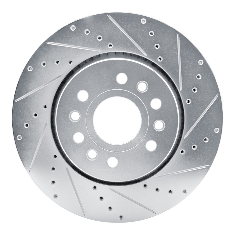 R1 Concepts for 21-25 Jeep Grand Wagoneer Front Right Drilled & Slotted Silver Brake Rotor
