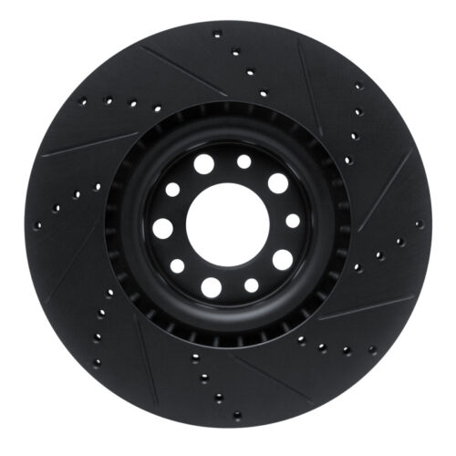 R1 2017-2025 Alfa Romeo Stelvio Front Left Drilled & Slotted Black Brake Rotor - Image 5