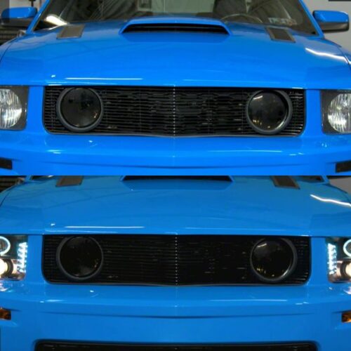 Raxiom for 2005-2009 Ford Mustang Excluding GT500 LED Halo Projector Headlights- Black Housing (Clear Lens) - Image 3