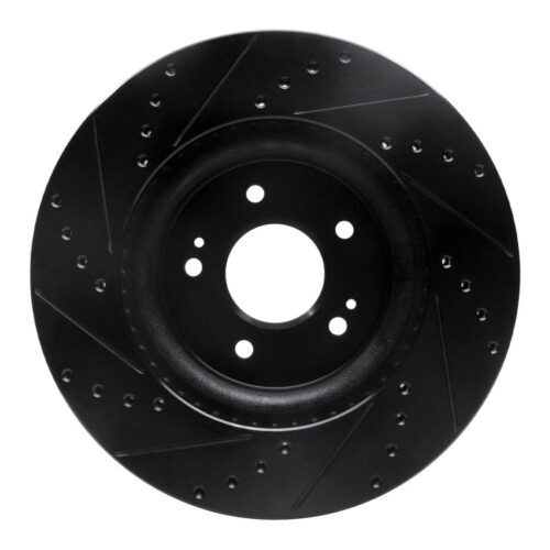R1 Concepts for 18-23 Genesis G70 Front Right Drilled & Slotted Black Brake Rotor - Image 5