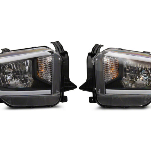 Raxiom for 2014-2021 Toyota Tundra Axial Series Headlights w/ SEQL LED Bar- Black Housing (Clear Lens)