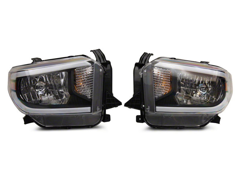 Raxiom for 2014-2021 Toyota Tundra Axial Series Headlights w/ SEQL LED Bar- Black Housing (Clear Lens)
