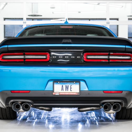 AWE Tuning Touring Edition Exhaust - Quad Silver Tips for 2015+ Dodge Challenger 6.4L/6.2L Non-Resonated - Image 3