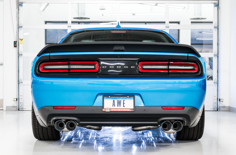 AWE Tuning Touring Edition Exhaust - Quad Silver Tips for 2015+ Dodge Challenger 6.4L/6.2L Non-Resonated - Image 3