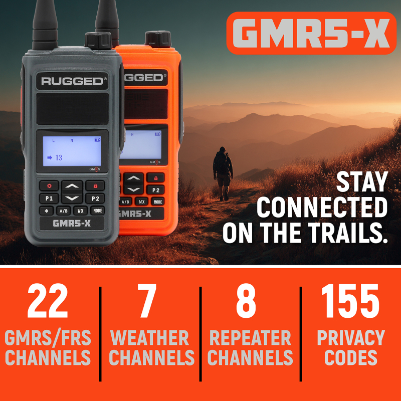 Rugged Radios Waterproof GMRS Handheld Radio with NOAA Alerts - FM Radio - Safety Orange - Image 2