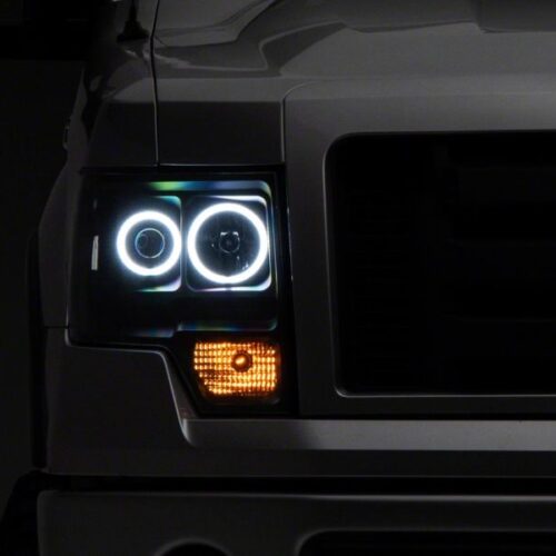 Alternative view of Raxiom for 2009-2014 Ford F-150 Super White LED Halo Projector Headlights- Black Housing (Clear Lens)