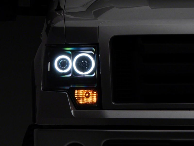 Raxiom for 2009-2014 Ford F-150 Super White LED Halo Projector Headlights- Black Housing (Clear Lens) - Image 2