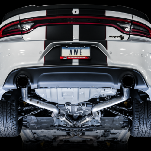 AWE Tuning Track Edition Exhaust - Diamond Black Tips for 2015+ Dodge Charger 6.4L/6.2L Supercharged