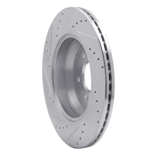 R1 Concepts for 18-23 Genesis G80 Rear Right Drilled & Slotted Silver Brake Rotor - Image 4