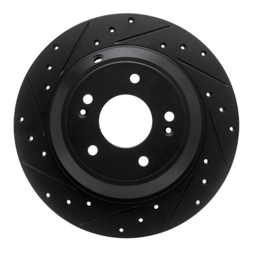 R1 Concepts for 18-23 Genesis G70 Rear Left Drilled & Slotted Black Brake Rotor