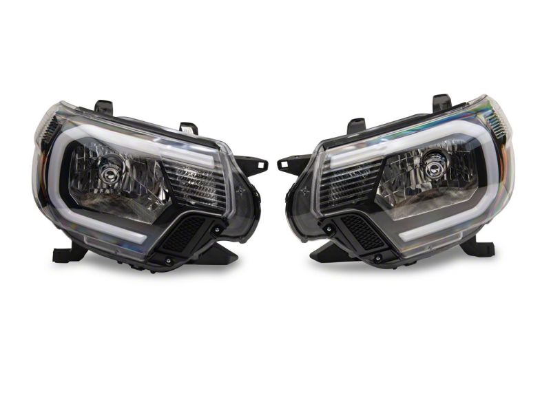 Raxiom for 2012-2015 Toyota Tacoma Axial Series Headlights w/ LED Bar- Black Housing (Clear Lens) - Image 2