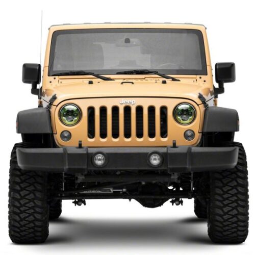 Raxiom for 2007-2018 Jeep Wrangler JK 7-In LED Headlights Green Housing- Clear Lens - Image 10