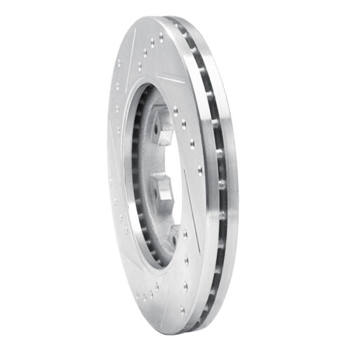 R1 Concepts for 85-02 Nissan Pickup Hardbody Front Right Drilled & Slotted Silver Brake Rotor - Image 4