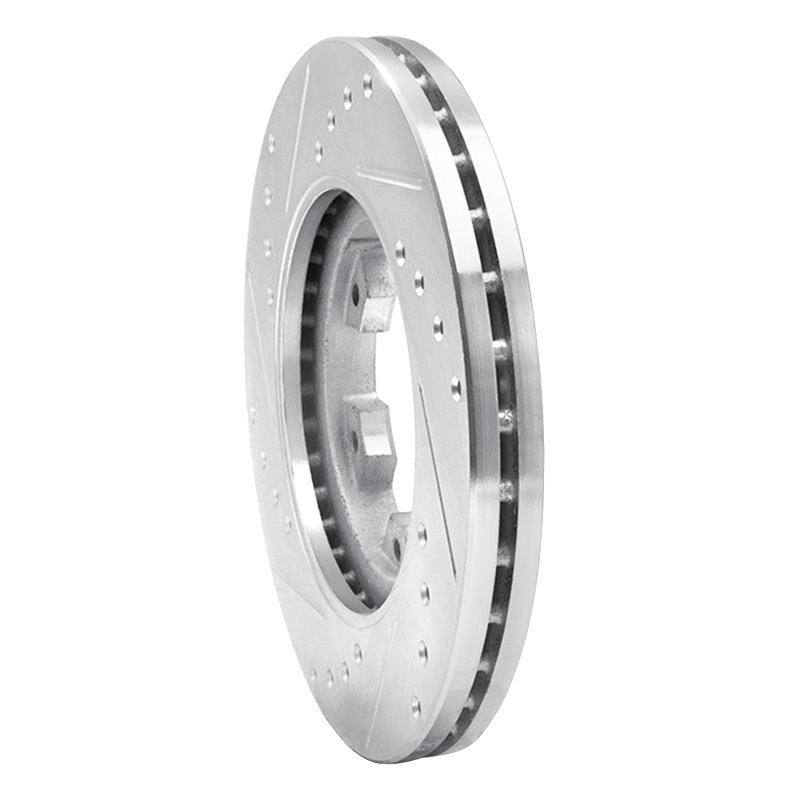 R1 Concepts for 85-02 Nissan Pickup Hardbody Front Right Drilled & Slotted Silver Brake Rotor - Image 4