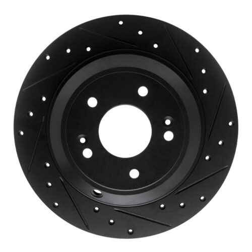 R1 Concepts for 18-23 Genesis G70 Rear Right Drilled & Slotted Black Brake Rotor