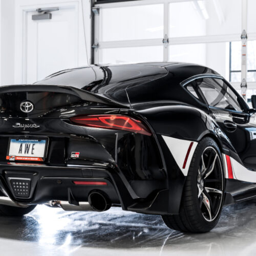 AWE Tuning 2020 Toyota Supra A90 Non-Resonated Touring Edition Exhaust - 5in Diamond Black Tips - Image 4