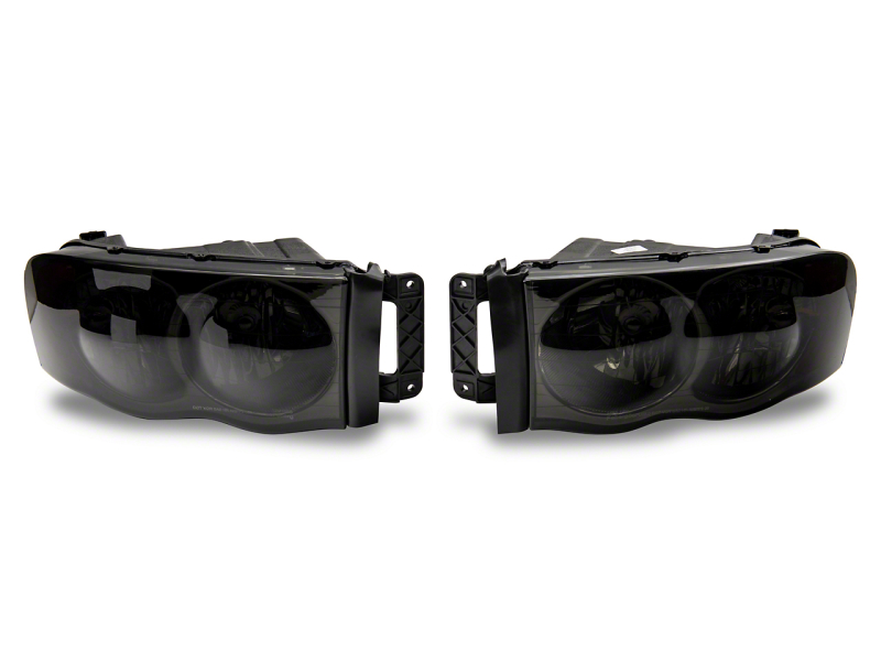 Raxiom for 2002-2005 Dodge RAM 1500 Axial Series OEM Style Rep Headlights- Chrome Housing- Smoked Lens