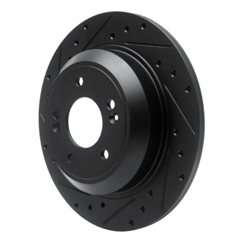 Alternative view of R1 Concepts for 18-23 Genesis G70 Rear Left Drilled & Slotted Black Brake Rotor