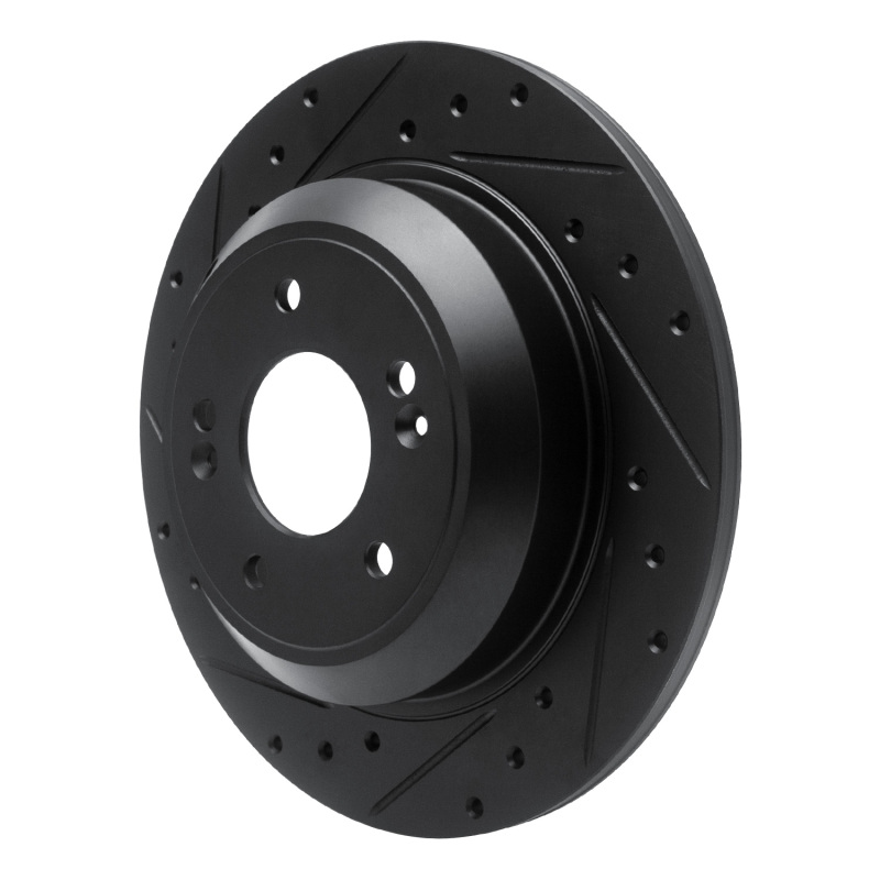 R1 Concepts for 18-23 Genesis G70 Rear Left Drilled & Slotted Black Brake Rotor - Image 2