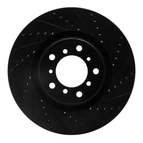 R1 Concepts for 01-06 BMW M3 Left Front Drilled & Slotted Black Brake Rotor