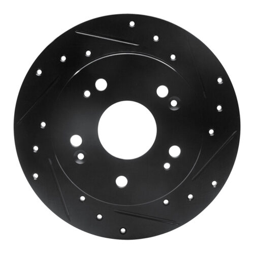 R1 Concepts for 97-15 Acura CSX Rear Right Drilled & Slotted Black Brake Rotor