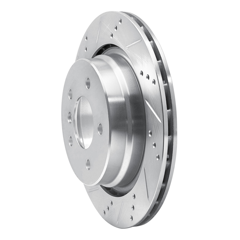 R1 Concepts for 95-99 BMW M3 E36 Right Rear Drilled & Slotted Silver Brake Rotor - Image 2