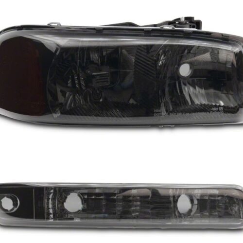 Raxiom for 1999-2006 GMC Sierra 1500 Axial Series OEM Crystal Rep Headlights- Chrome Housing- Smoked Lens - Image 3