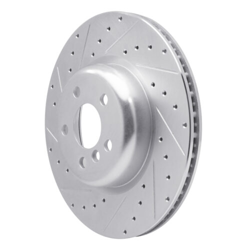 Alternative view of R1 Concepts for 16-25 BMW 540I xDrive Rear Left Drilled & Slotted Silver Brake Rotor