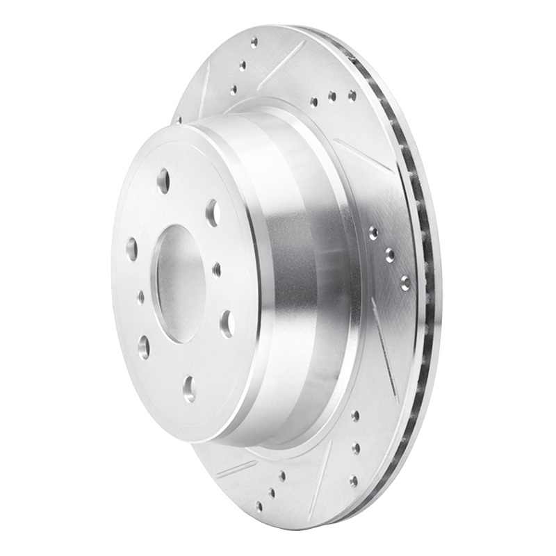 R1 Concepts for 07-20 Cadillac Escalade EXT Rear Left Drilled & Slotted Silver Brake Rotor - Image 2
