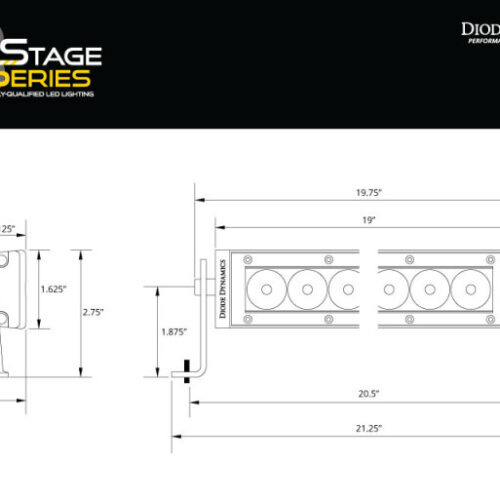 Diode Dynamics 18 In LED Light Bar Single Row Straight - Amber Combo Each Stage Series - Image 10