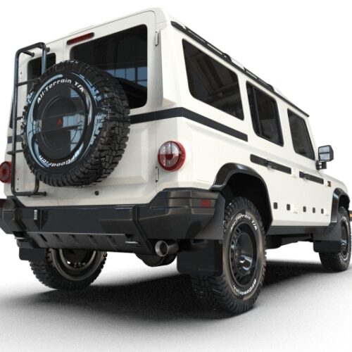 Alternative view of Rally Armor 23-25 Ineos Grenadier Black Mud Flap - Metallic Black Logo