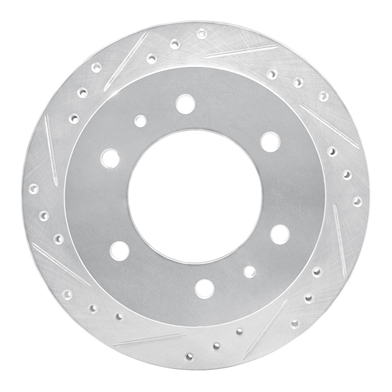 R1 Concepts for 88-95 Nissan Pathfinder Rear Left Drilled & Slotted Silver Brake Rotor