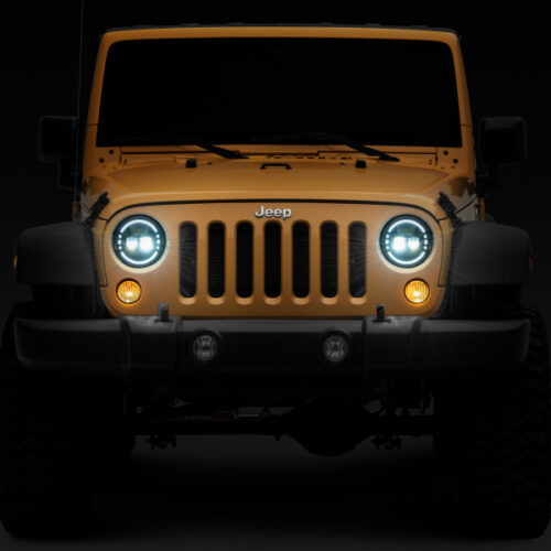 Raxiom for 1997-2018 Jeep Wrangler TJ/JK Axial 7-Inch LED Headlights w/ DRL- Black Housing (Clear Lens) - Image 10