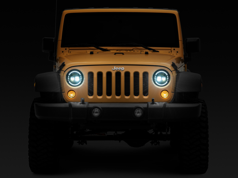 Raxiom for 1997-2018 Jeep Wrangler TJ/JK Axial 7-Inch LED Headlights w/ DRL- Black Housing (Clear Lens) - Image 10