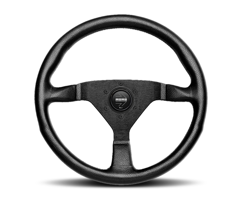 Momo MCL32AL3B Montecarlo Alcantara Steering Wheel 320 mm - Black/Red Stitch/Black Spokes - Image 2