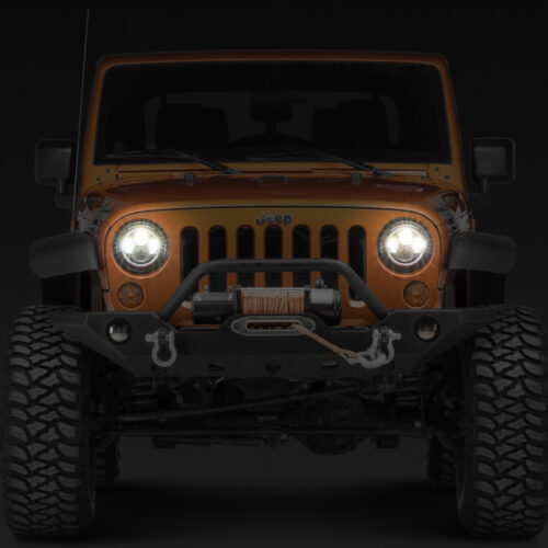 Raxiom for 1997-2018 Jeep Wrangler TJ/JK Axial Halo Headlights w/ DRL Amber Signals- Black Hsng (Clear Lens) - Image 8
