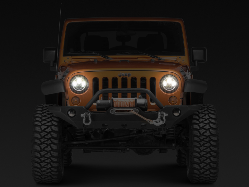 Raxiom for 1997-2018 Jeep Wrangler TJ/JK Axial Halo Headlights w/ DRL Amber Signals- Black Hsng (Clear Lens) - Image 8