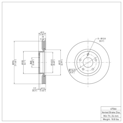 Alternative view of R1 13-25 Nissan Altima Front Brake Rotor