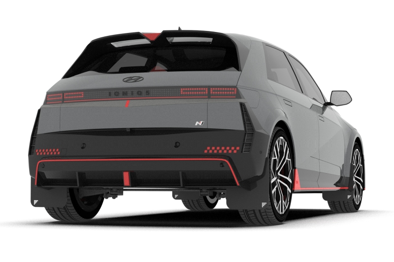 Rally Armor 25-26 Hyundai Ioniq 5 N Black UR Mud Flap Light Blue Battery Logo - Image 5