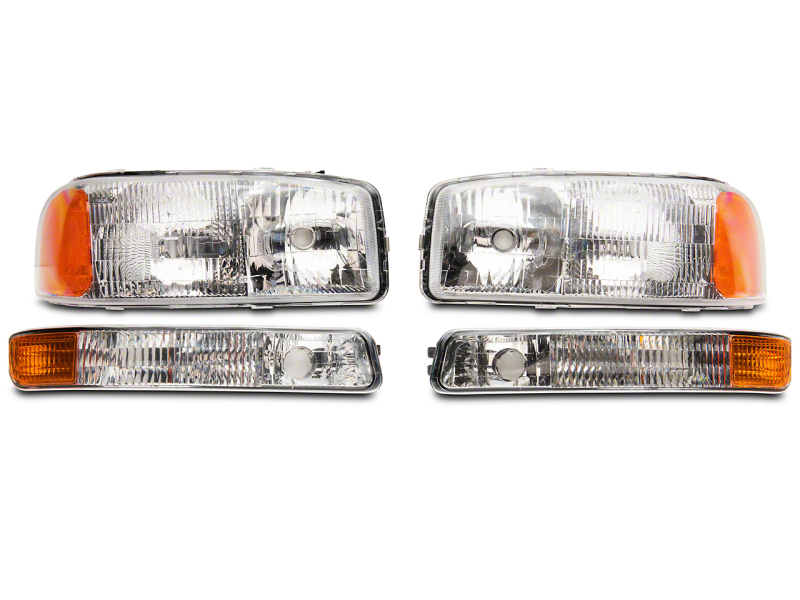 Raxiom for 1999-2006 GMC Sierra 1500 Axial Series OEM Style Rep Headlights- Chrome Housing (Clear Lens)