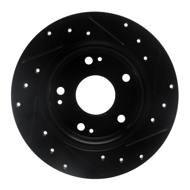 R1 Concepts for 2016-2025 Honda Civic Coupe Rear Left Drilled & Slotted Black Brake Rotor - Image 5