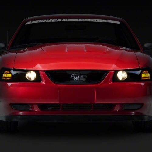 Raxiom for 1999-2004 Ford Mustang Axial Series Projector Headlights- Black Housing (Smoked Lens)