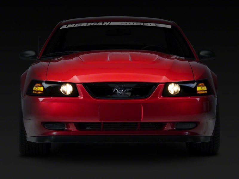 Raxiom for 1999-2004 Ford Mustang Axial Series Projector Headlights- Black Housing (Smoked Lens)