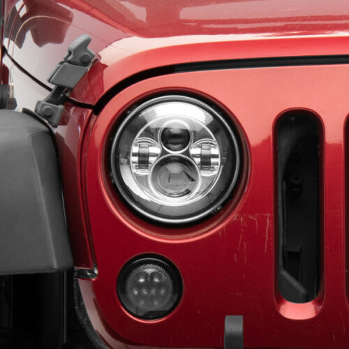 Raxiom for 1997-2018 Jeep Wrangler TJ/JK Axial Series LED Daymaker Headlights- Chrome Housing (Clear Lens) - Image 3