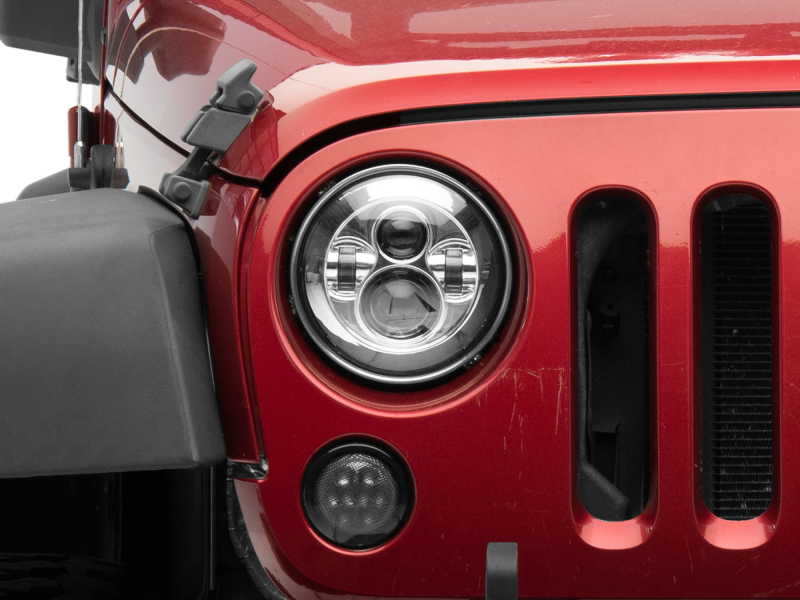 Raxiom for 1997-2018 Jeep Wrangler TJ/JK Axial Series LED Daymaker Headlights- Chrome Housing (Clear Lens) - Image 3