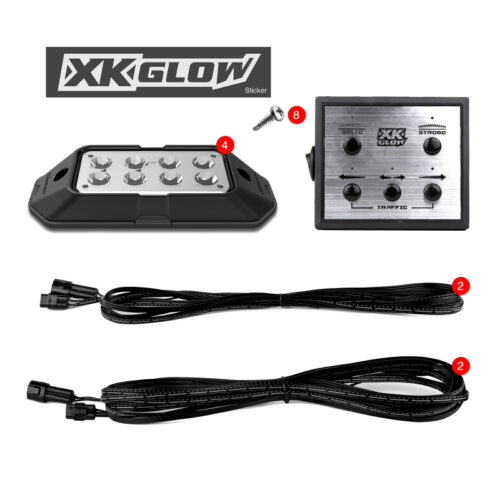 Alternative view of XK Glow Strobe Pod Lights w/ Traffic Modes Ultra Bright LEDs Multiple Modes + Solid On - Amber 4pc
