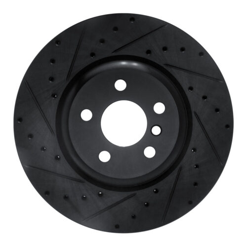 R1 16-25 BMW 430I Rear Left Drilled & Slotted Black Brake Rotor